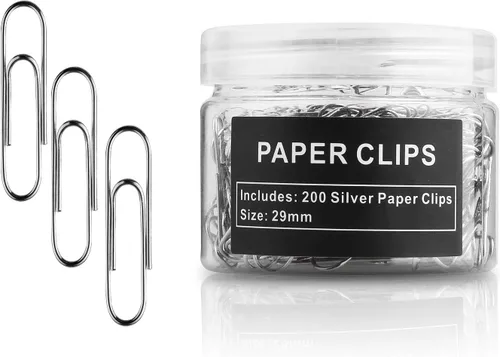 Clips para papel, paquete de 200, clips de papel, adecuado para oficina, escuela y uso diario, también se utiliza para bricolaje diario, clip