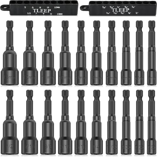 Miniatura 16 de Juego de tuercas de impacto de 150 mm con 1/4" 5/16" 3/8" de potencia magnética, juego de brocas de taladro hexagonal para llave de impacto, juego