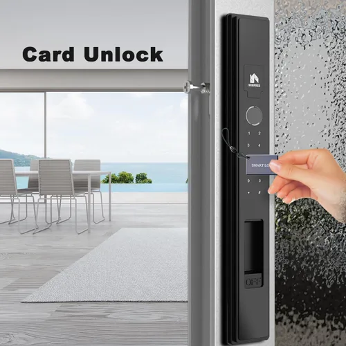 Miniatura 3 de WINFREE Cerradura inteligente para puertas correderas y ventanas Entrada 5 en 1: huella digital, contraseña, tarjeta, llave, aplicación Batería