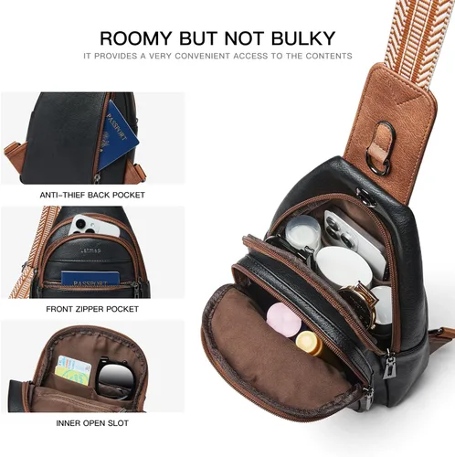 Miniatura 4 de Sling Bag For Women Faux Leather Small Casual Daypack Backpack Fanny Pack Crossbody Chest Bags Purse