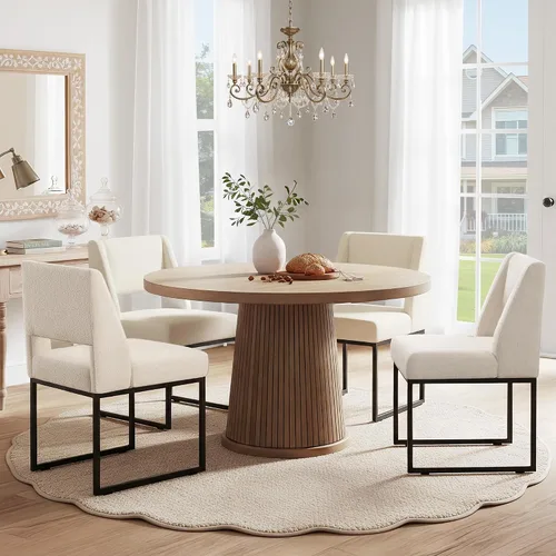 Miniatura 7 de Zesthouse Juego de 6 sillas de comedor modernas de piel sintética, cómodas sillas de cocina marrones con patas de metal inoxidable, sillas laterales