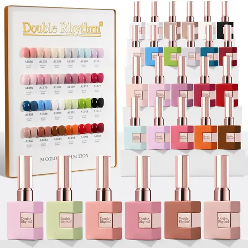 Miniatura 13 de Double Rhythm - Juego de esmalte de uñas en gel de 28 piezas, 0.5 onzas, kit de esmalte de uñas de gel de remoción, mismo color, misma botella, arte
