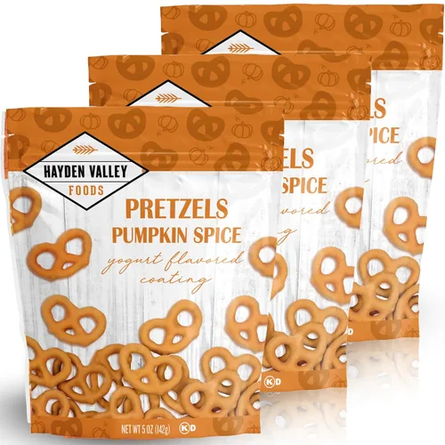 Miniatura 24 de Hayden Valley Foods Pretzels cubiertos con sabor a yogur de arándanos Bolsas de 5 onzas (paquete de 3) Sin sabores artificiales, conservantes