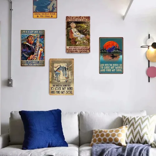Miniatura 5 de Letrero de metal con texto en inglés "Riding Horse, Into The Barn Lose My Mind and Find My Soul", letrero de lata retro para decoración de pared al