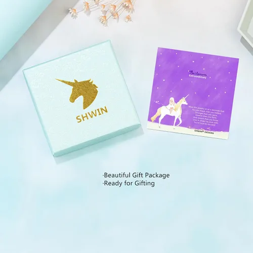 Miniatura 4 de SHWIN Regalos de unicornios para niñas, joyas para niños, paquete de 2 o 4 unidades, collar de unicornio, pulsera, aretes, anillo de joyería, regalo
