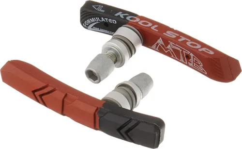 Miniatura 3 de Kool Stop - Pastillas de montaña de doble compuesto para frenos lineales roscados, negro/salmón
