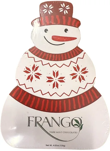 Frango Caja de regalo de muñeco de nieve de chocolate de menta oscura - 4.62 oz (130 g) - Chocolate festivo de edición limitada - Trufas clásicas de