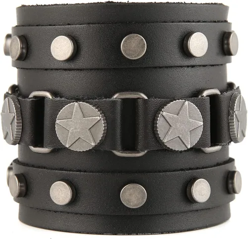 Miniatura 4 de Pulsera ancha de cuero con cinturón ancho para hombre, estilo punk, rock, moto