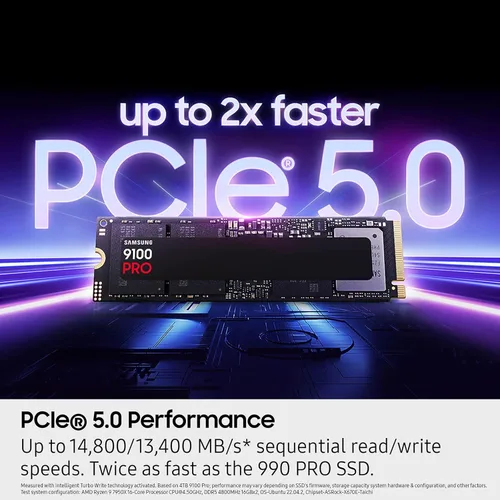 Miniatura 4 de Samsung SSD 9100 PRO 1TB, PCIe 5.0x4 M.2 2280, velocidades de lectura secuencial de hasta 14,700MB/s, lo mejor para computación de IA
