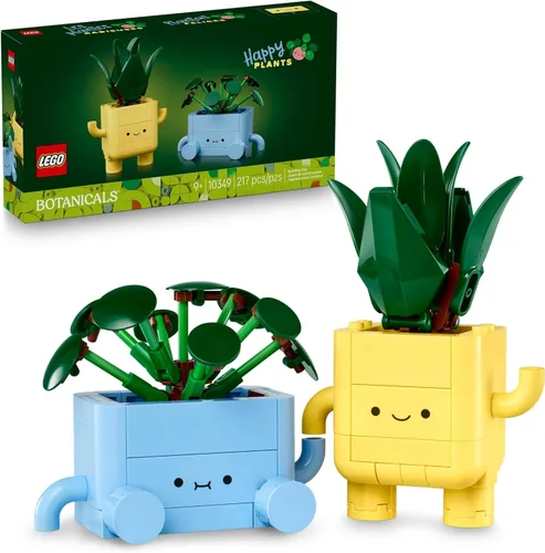 LEGO Botanicals Happy Plants - Juguete de construcción para niños, niñas y niños mayores de 9 años, decoración de sala de juegos para escritorio o