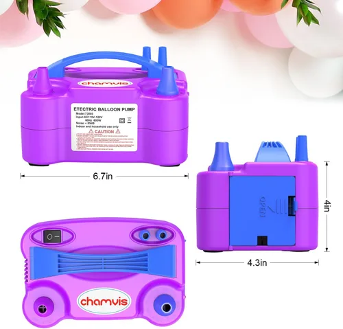 Miniatura 5 de Chamvis Bomba de globo eléctrica, bomba de globo de 110 V 600 W inflada, bomba de aire para globos: máquina sopladora de globos para llenar globos
