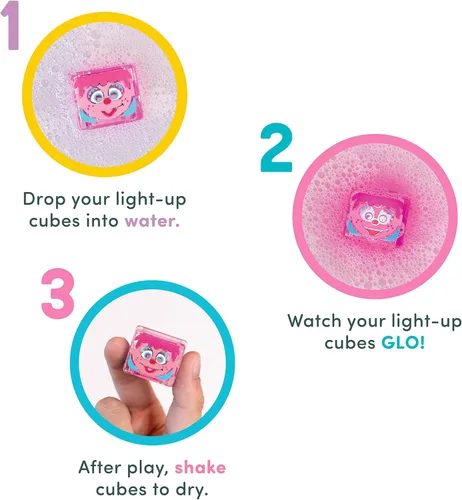 Miniatura 5 de Glo Pals Juguete sensorial de baño activado con luz y cubos para el baño y juego sensorial, personaje Abby Cadabby y 6 cubos, brilla en rosa