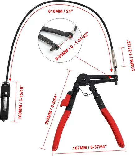 Miniatura 5 de Alicates de abrazadera de manguera flexible de 24" con herramienta de bloqueo para combustible, aceite y agua de 2 pies de largo alcance