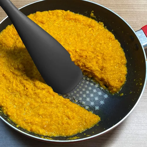 Miniatura 9 de Cuchara de espátula de silicona, ideal tanto para cocinar como para servir, silicona negra mate duradera sin BPA, diseño sin costuras, segura