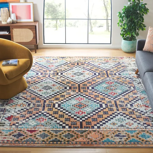 Miniatura 18 de Safavieh Madison Collection MAD418F - Alfombra de área con diamantes, Polipropileno, Gris/amarillo