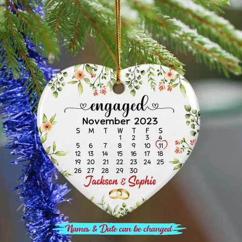 Miniatura 2 de Adorno de cerámica personalizado para la primera Navidad, nombres personalizados para parejas, regalo de primer adorno de Navidad para recién