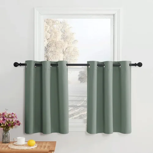Miniatura 236 de NICETOWN Cortinas opacas de cocina para ventana sobre el fregadero, aislamiento térmico, decoración del hogar, pequeños niveles opacos con ojales