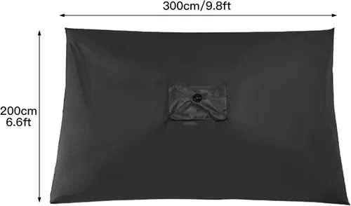 Miniatura 2 de Toldo rectangular de repuesto para sombrilla con 6 varillas, resistente a la decoloración, tela de poliéster resistente, cubierta de toldo para Negro