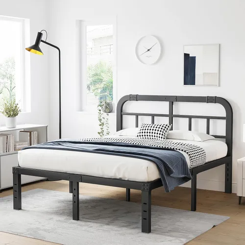 Miniatura 8 de ZIYOO Base de cama tamaño Queen con cabecero, 14 pulgadas de alto, listones de acero resistente de 1500 libras, soporte para colchón, no necesita