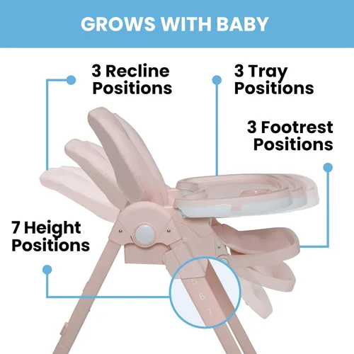 Miniatura 6 de Little Folks by Delta Children - Silla alta SlimFold 2 en 1 para bebés y niños pequeños, color rosa