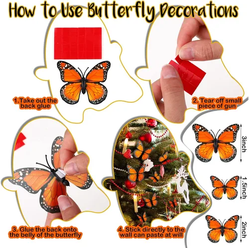 Miniatura 7 de 18 pancartas para fiesta del Día de los Muertos, Día de los Muertos, decoración del Día de los Muertos con 24 piezas de mariposa monarca, 3 flores