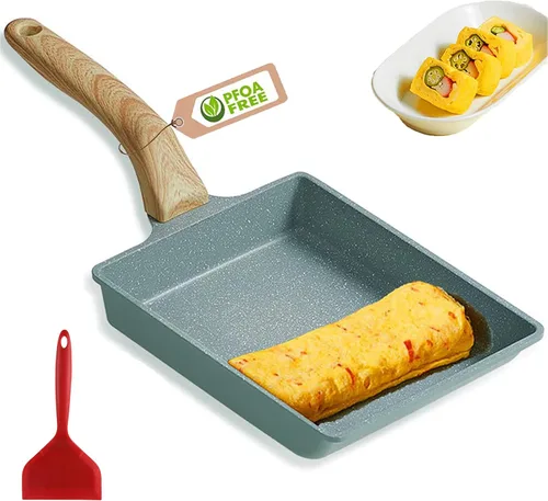 Miniatura 9 de Sartén antiadherente de aluminio de 4 tazas con tapa, adecuada para estufa de gas y utensilios de cocina de inducción Huevera con tapa