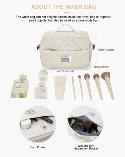 Miniatura 6 de Bolsa de lona de viaje, bolsa de fin de semana para mujer, R5-Beige, Bolsa de viaje