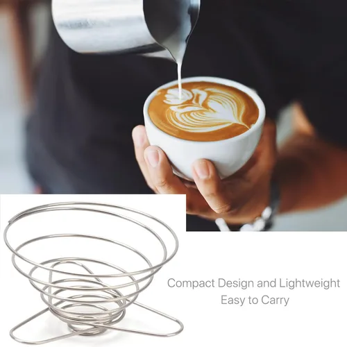 Miniatura 4 de SUEIANNMN - Soporte plegable para filtro de gotero de café, 1-2 tazas, filtro plegable de acero inoxidable reutilizable para cono de café, portátil