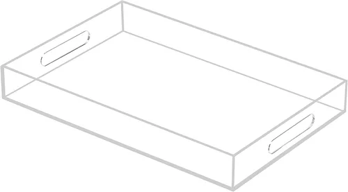 Miniatura 11 de Bandeja de acrílico transparente para servir Lucite con asas de metal, sin necesidad de montar, 11 x 14 pulgadas, organizador de almacenamiento