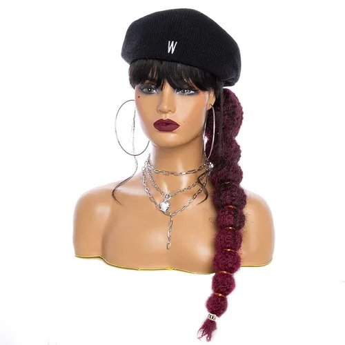 Miniatura 13 de Extensión de cola de caballo afro rizada con burbuja para mujeres negras de 18 pulgadas de largo, cola de caballo con cordón natural negro, clip