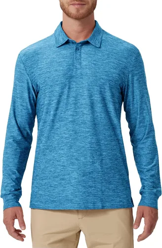 Miniatura 8 de NAVISKIN Camisas polo de manga larga para hombre, camisas de golf con cuello UPF 50 SPF para hombre, secado rápido, absorbe la humedad
