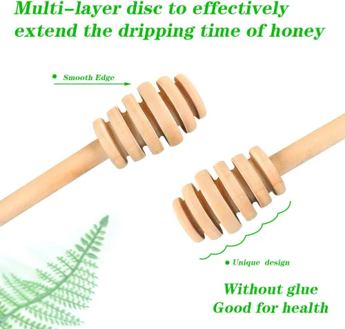 Miniatura 3 de Paquete de 12 mini palitos de madera para miel de 6 pulgadas con servidor envuelto individualmente para dispensar miel, rociar miel y recuerdos