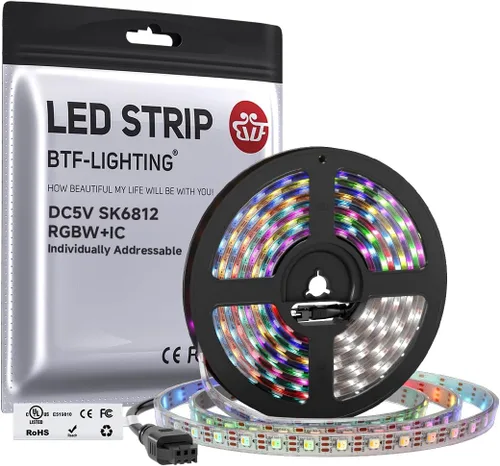 Miniatura 11 de BTF-LIGHTING RGBW RGB+Blanco Frío SK6812 (Similar WS2812B) 4 Colores en 1 Tira LED, Direccionable Individual, 16.4 pies, 60 píxel/m, 300LED Luz