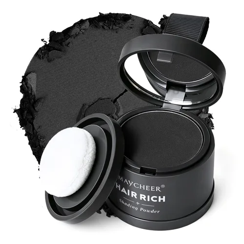 Polvo de retoque de raíz, sombra de línea capilar negra para cabello delgado, cobertura de cabello gris, mujeres y hombres