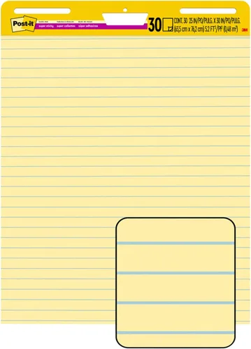 Miniatura 10 de Post-it rotafolio de 25 x 30 pulgadas, papel amarillo con líneas, rotafolio con 30 hojas, Amarillo