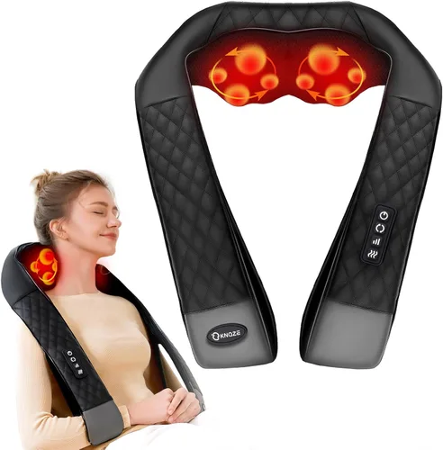 Masajeador Shiatsu para Cuello y Espalda con Calor, Masajeador para Cuello y Hombros, Masaje de Amasamiento de Tejidos Profundos 4D para Piernas,