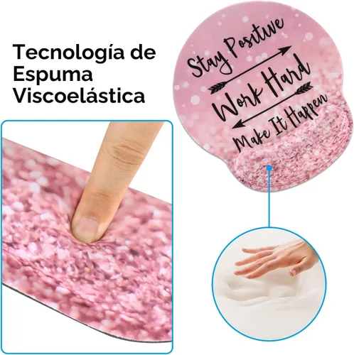 Miniatura 8 de iCasso - Alfombrilla de mouse, juego grande de alfombrillas de escritorio rosa, 4 en 1 XXL, alfombrilla de mouse + reposamuñecas para teclado +