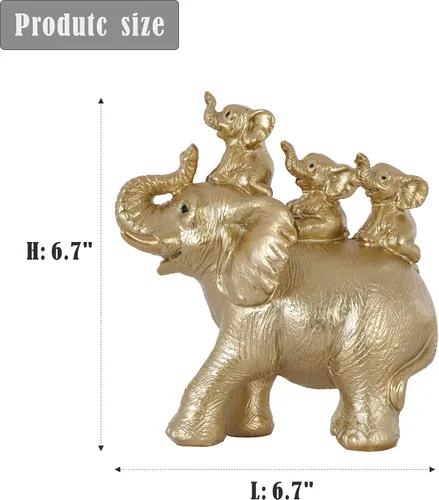 Miniatura 2 de Decoración de estatua de elefante dorado, figuras de elefante que traen buena suerte, salud, fuerza, oficina, estante de TV, estante, sala de estar