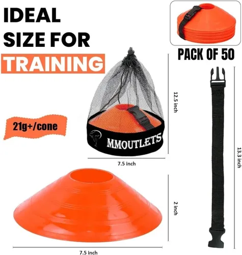Miniatura 2 de Paquete de 75/50/25, Juego de Conos de Entrenamiento de Fútbol de Grado Profesional, Conos de Agilidad Duraderos con Bolsa de Transporte y Soporte
