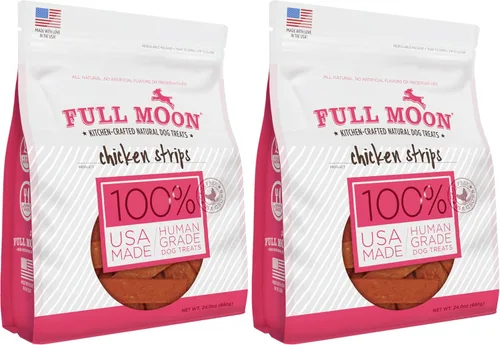 Miniatura 7 de Full Moon Tiras de Pollo, Golosinas Naturales y Saludables para Perros de Grado Humano, Sin Granos, Hechas en Estados Unidos, 0.68 Kilogramos