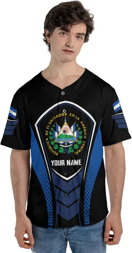 Miniatura 6 de Personalizado El Salvador Camiseta De Béisbol, Camisa Personalizada Hombres Orgullosos Camisetas De La Bandera De El Salvador, Camisas Del Salvador