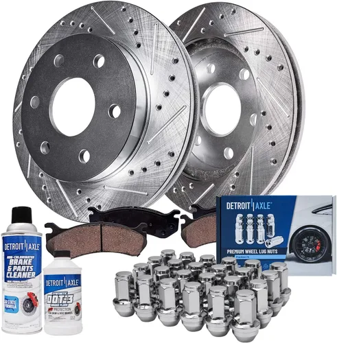 Miniatura 87 de Detroit Axle - Kit de freno delantero para Ford Explorer Mercury Mountaineer 2002-2005 Bujes de rodamiento de rueda perforados y ranurados rotores