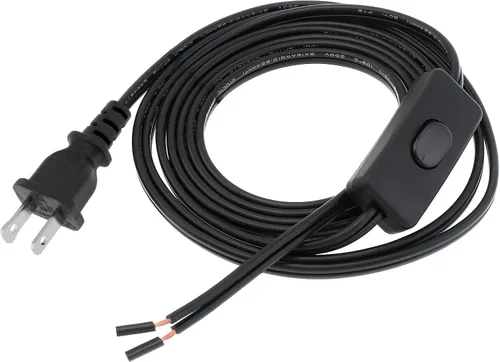 Miniatura 8 de RTNLIT Cable de lámpara de 6 pies con interruptor de botón de encendido/apagado y enchufe polarizado, extremos pelados listos para cableado, cable
