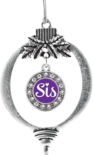 Miniatura 180 de Inspired Silver - Bonita bandera estadounidense - Adorno de Navidad plateado - Adorno de árbol de Navidad con dije circular con circonita cúbica