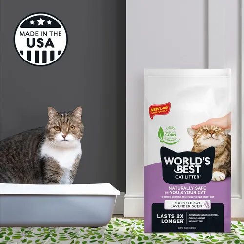 Miniatura 5 de WORLD'S BEST CAT LITTER Múltiples gatos perfumados con aroma a lavanda, 32 libras, ingredientes naturales, aglutinación rápida, lavable, 99% libre