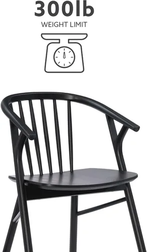 Miniatura 4 de Linon Breeanne - Silla de comedor con respaldo y silla de montar Windsor color negro
