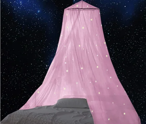 Miniatura 9 de BCBYou Mosquitera con estrellas fluorescentes que brillan en la oscuridad para bebés, niños y adultos, para cubrir la cuna, cama infantil, cama