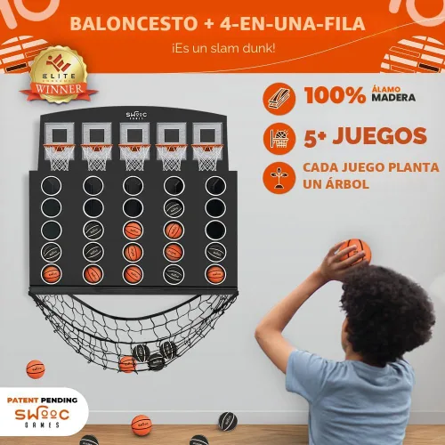 Miniatura 2 de SWOOC Games - Low Post Lineup™ Baloncesto Gigante Montado en la Pared 4 en Fila con Más de 5 Juegos Aro de Baloncesto para Juegos de Pared