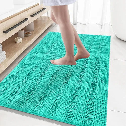Miniatura 237 de Grandaily Alfombras de baño de felpilla a rayas de 24 x 16 pulgadas, extra gruesas y suaves, absorbentes, parte trasera de goma, alfombra de ducha