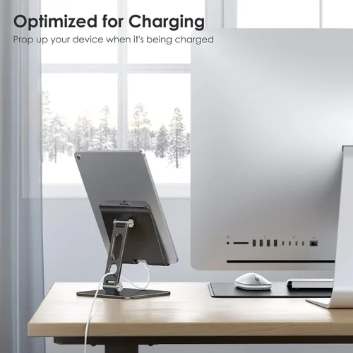 Miniatura 5 de OMOTON Soporte ajustable mejorado para tableta, soporte portátil plegable de alta resistencia, artículos esenciales de viaje para iPad Pro/Air/Mini